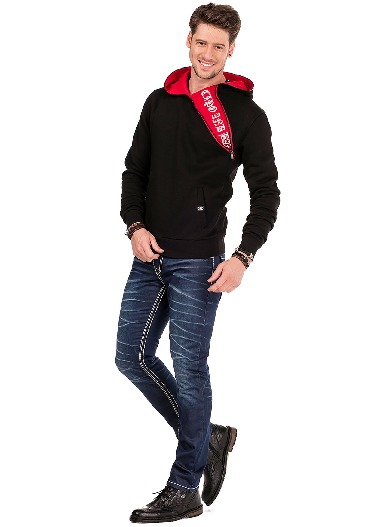 CL329 Men Hooded Sweatshirt met ritssluiting