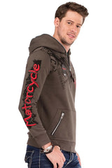 CL334 Sweat à capuche pour homme avec imprimés et broderies branchés