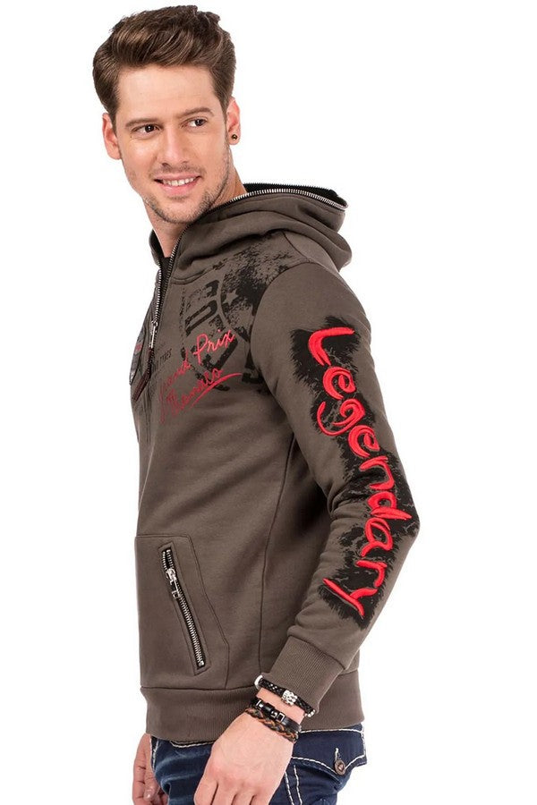 CL334 Sweat à capuche pour homme avec imprimés et broderies branchés