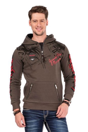 CL334 Men hooded sweatshirt with trendy prints and embroidery