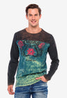 CL351 Camisa de manga larga para hombres con estampado de piedras preciosas