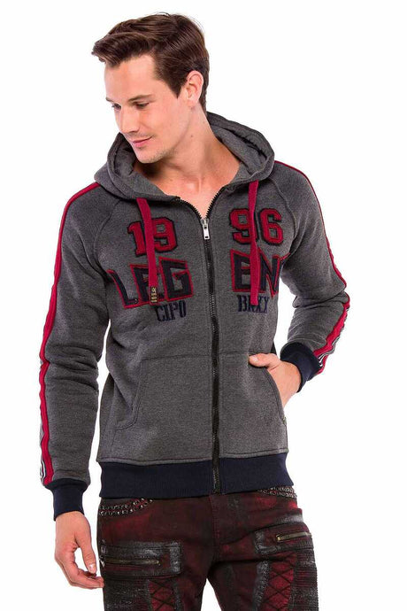CL357 men's sweat jacket with embroidery