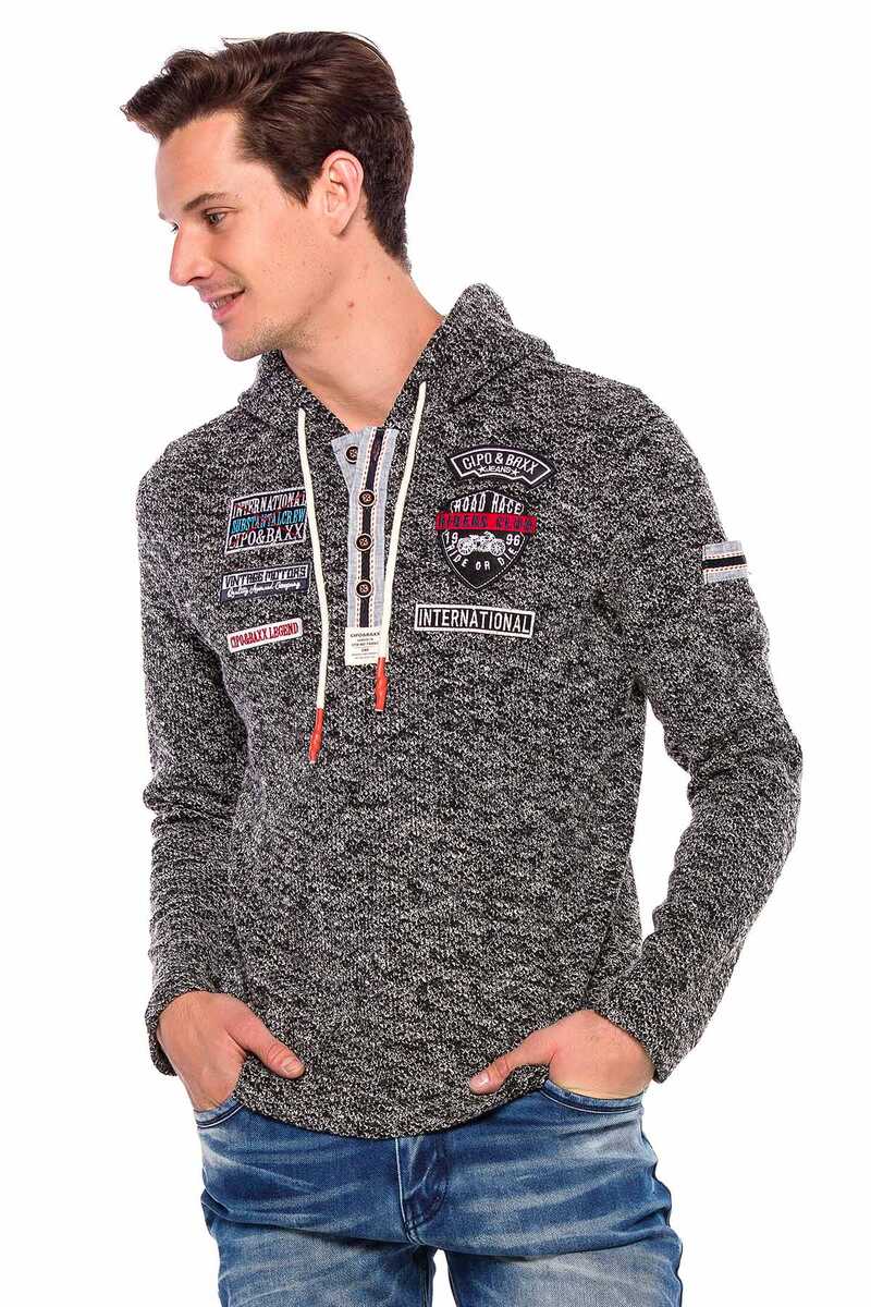 CL359 Sudadera con parches para hombre