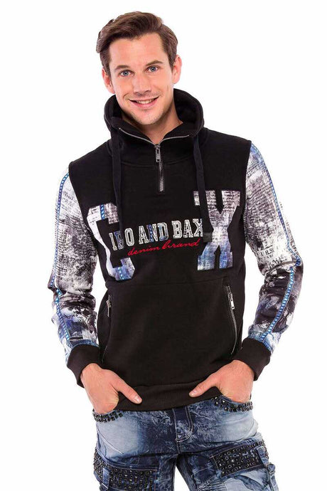 CL366 Men's hooded sweatshirt with printed sleeves