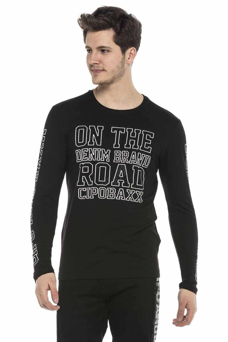 CL379 bluza męska z nadrukiem i kamieniami