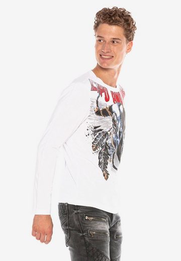 CL396 Camisa de manga larga para hombres con estampado de cráneo fresco