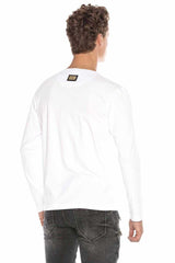 CL396 Camisa de manga larga para hombres con estampado de cráneo fresco