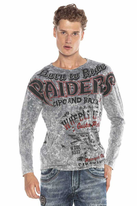 CL400 men's long -sleeved shirt with cool front printing