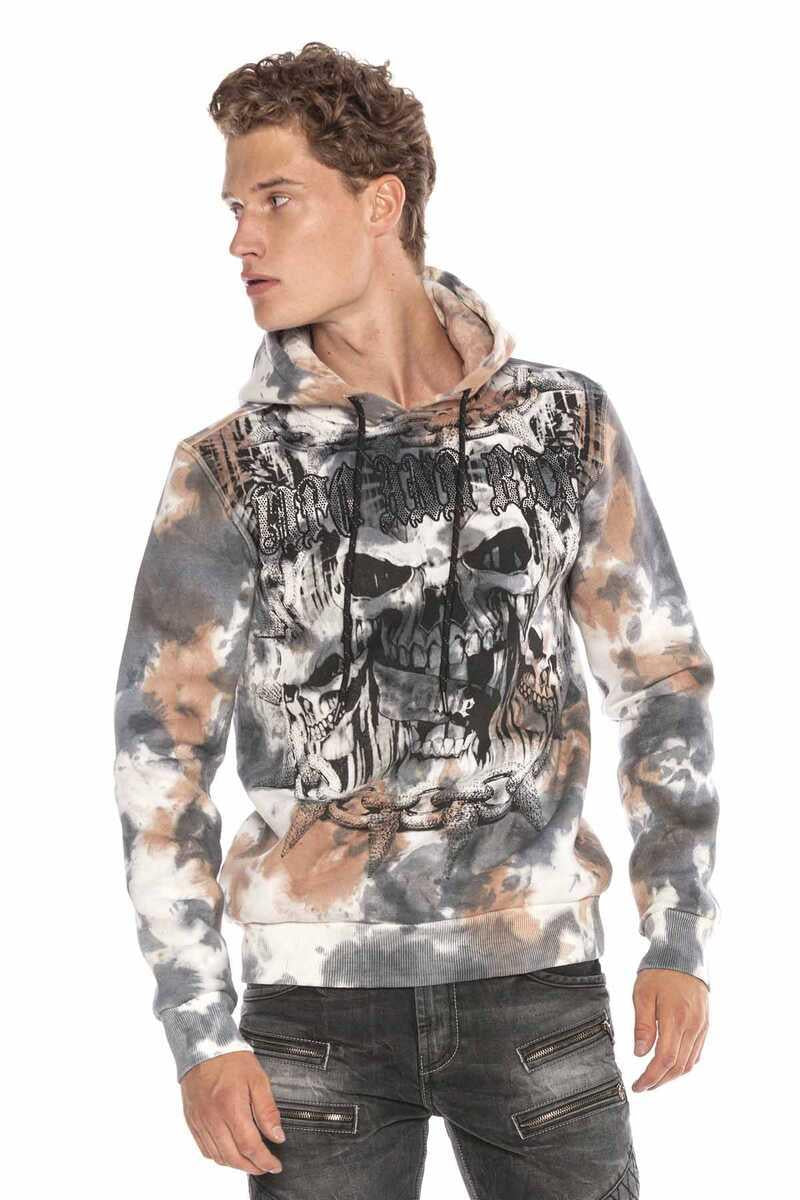 CL405 Herren Kapuzensweatshirt mit trendigen Strassstein-Applikationen