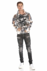 CL405 Herren Kapuzensweatshirt mit trendigen Strassstein-Applikationen