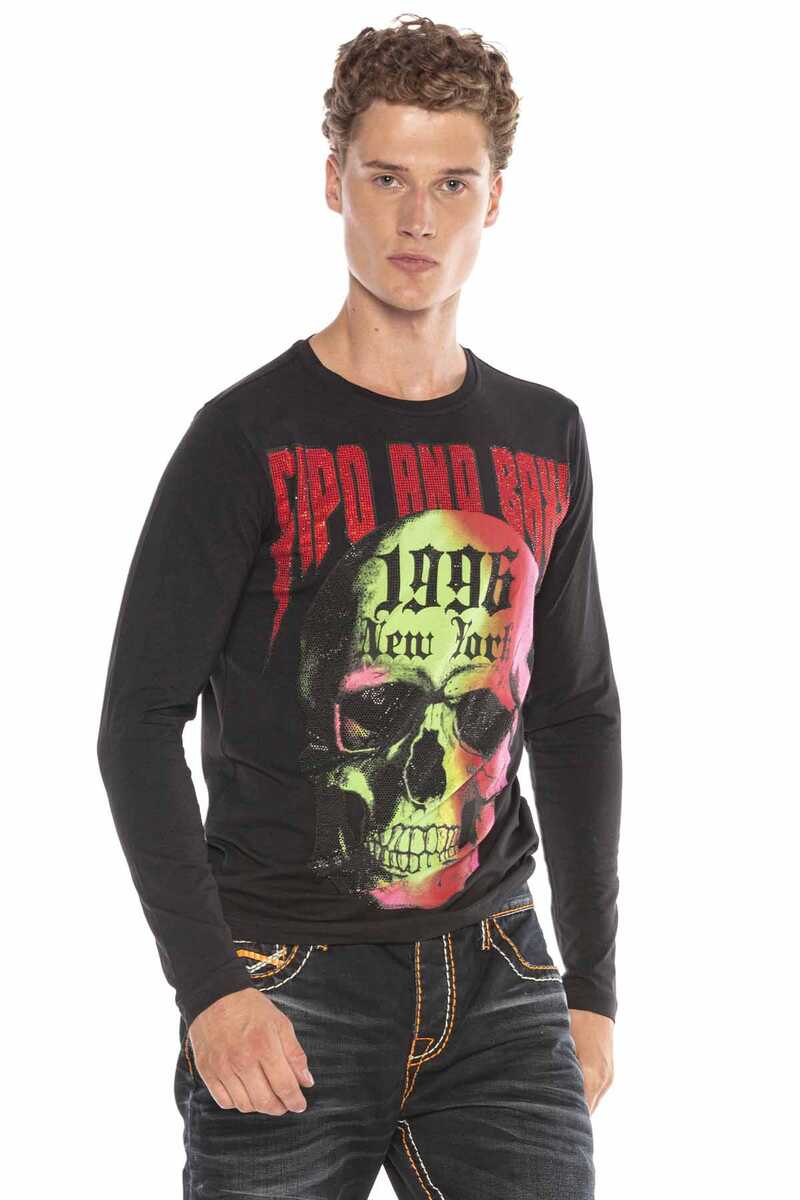 CL406 Camisa de manga larga para hombres con diamantes de imitación elegantes