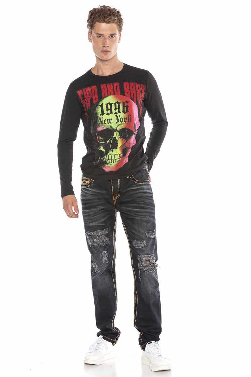CL406 Camisa de manga larga para hombres con diamantes de imitación elegantes