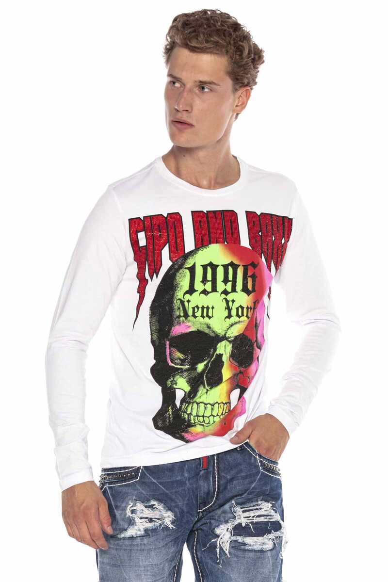 CL406 Camisa de manga larga para hombres con diamantes de imitación elegantes