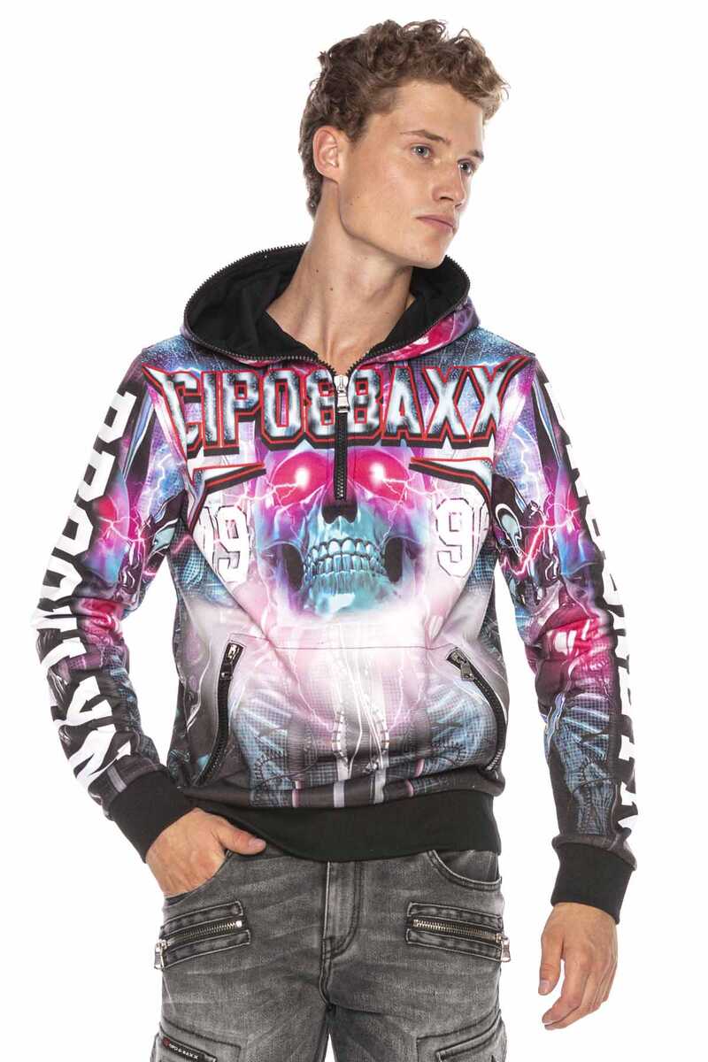 CL416 Heren Sweatshirt met Capuchon en een opvallend All-Over Printdesign