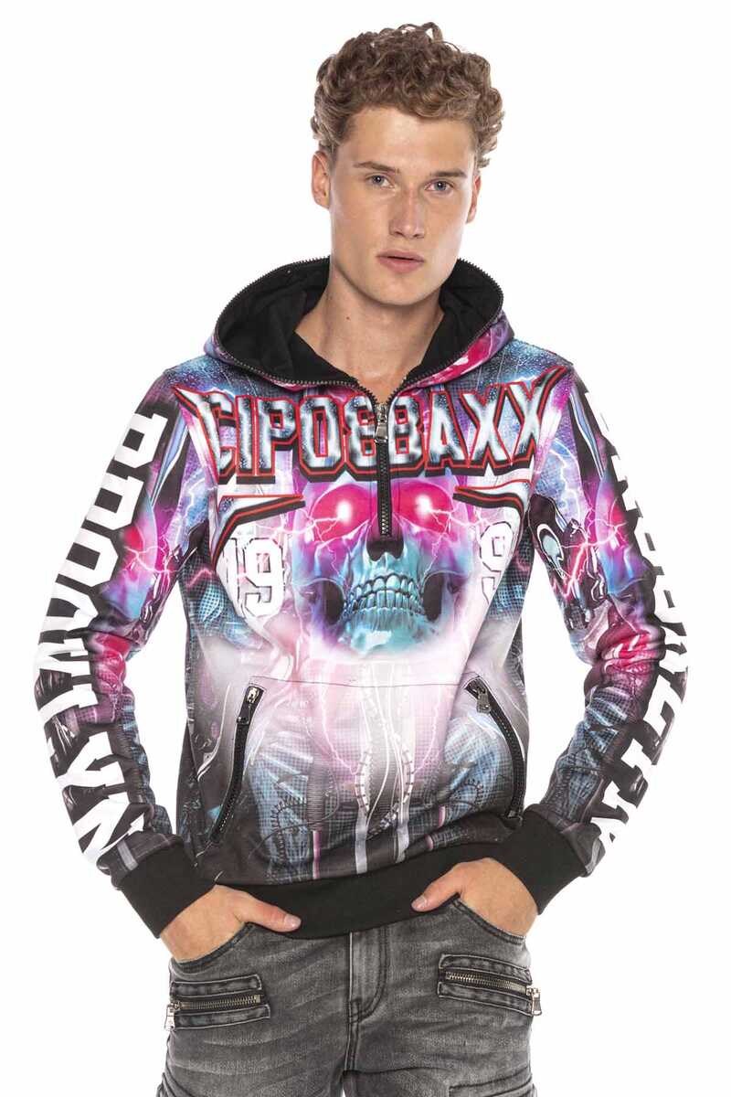 CL416 Heren Sweatshirt met Capuchon en een opvallend All-Over Printdesign