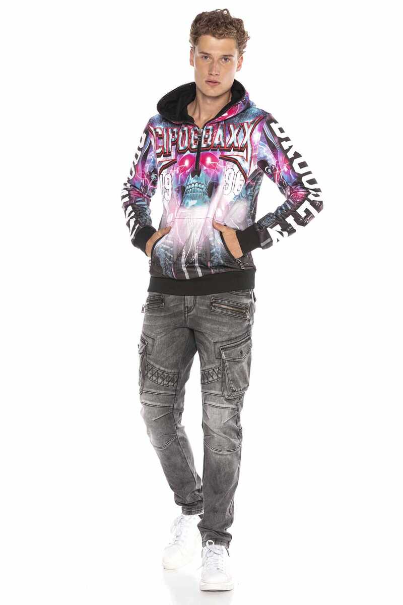 CL416 Heren Sweatshirt met Capuchon en een opvallend All-Over Printdesign