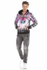 CL416 Heren Sweatshirt met Capuchon en een opvallend All-Over Printdesign