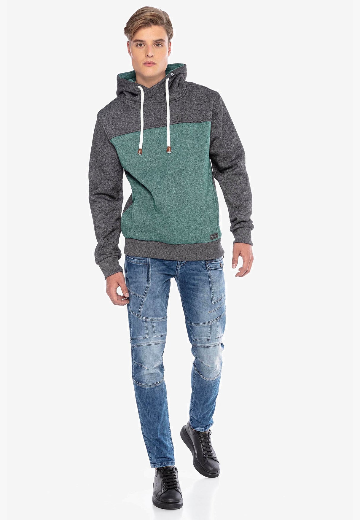 CL430 Hombres Bloqueo de color de sudadera con capucha