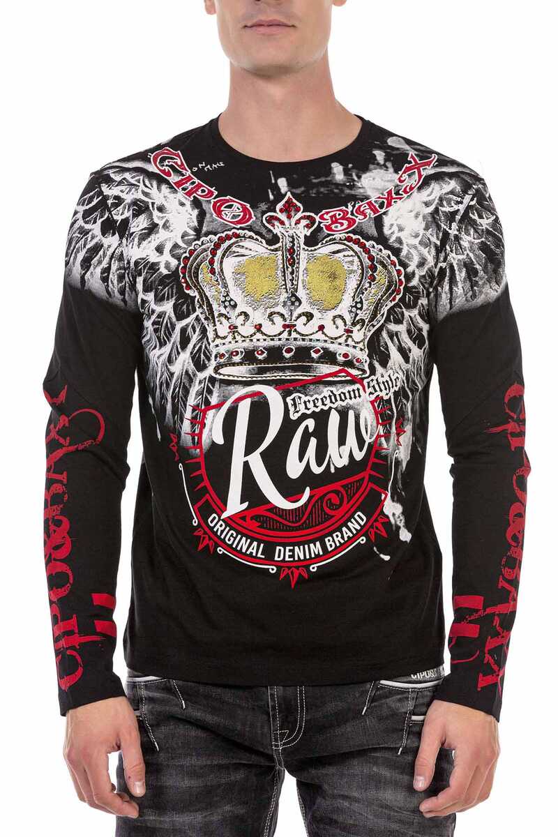 CL451 heren met lange sleeved shirt met een grote print