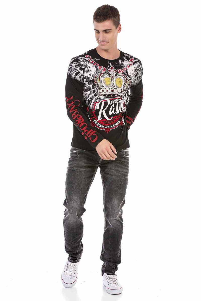CL451 heren met lange sleeved shirt met een grote print
