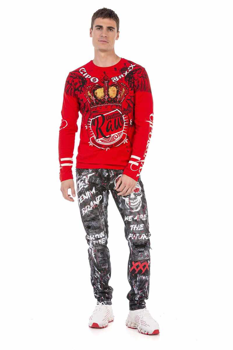 CL451 heren met lange sleeved shirt met een grote print