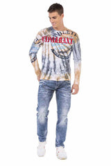 CL453 Heren Longsleeve met een geweldig Batik Patroon