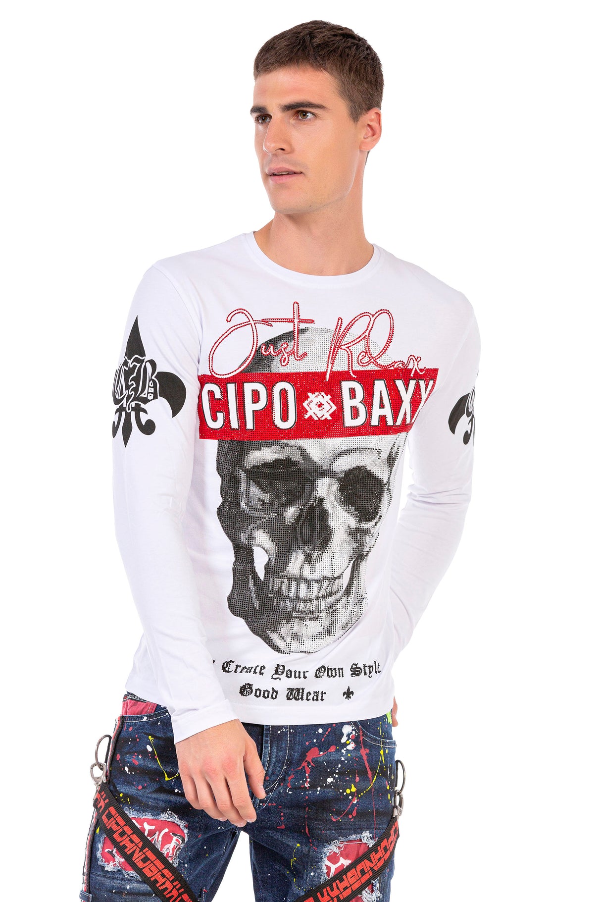 CL454 Herren Langarmshirt mit auffälligem Print