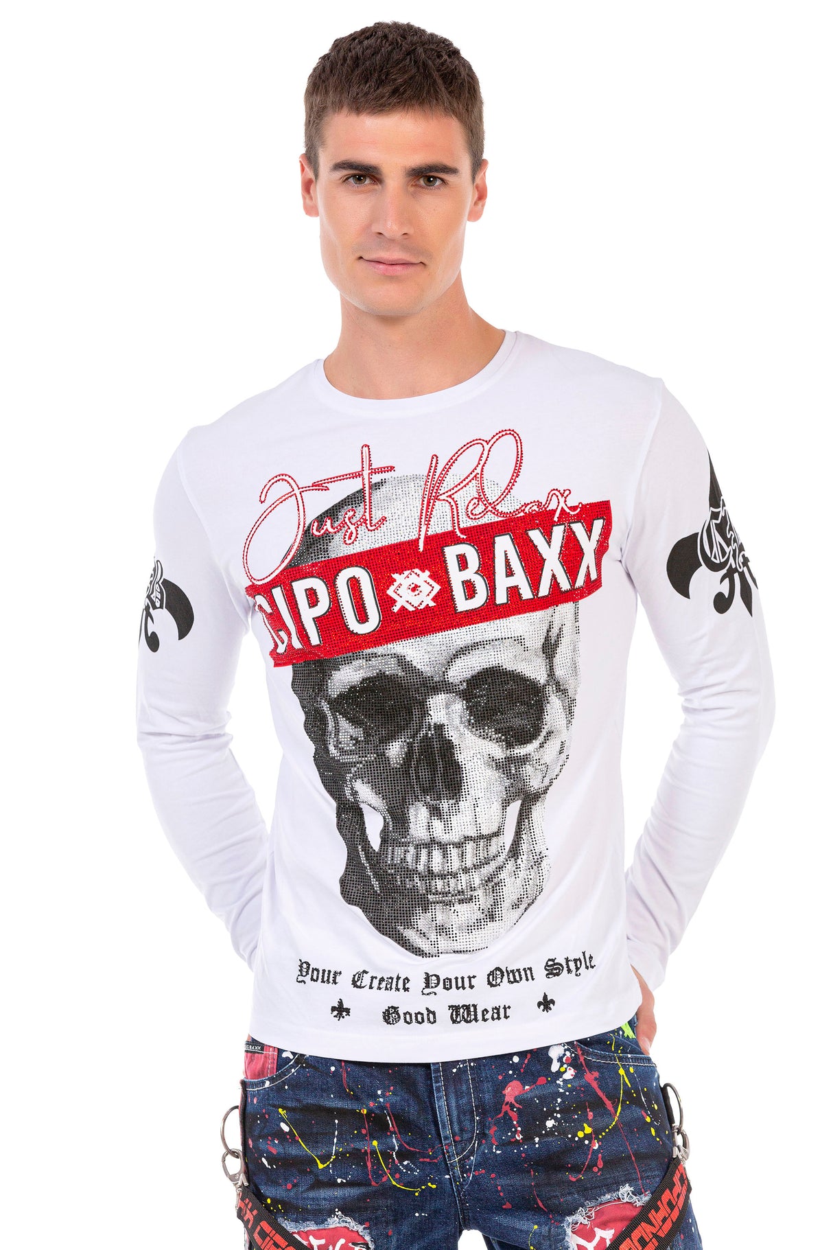 CL454 Herren Langarmshirt mit auffälligem Print