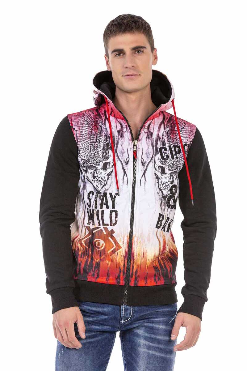 CL458 Herren Sweatjacke mit coolen Totenkopf-Prints