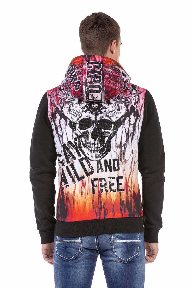 CL458 Herren Sweatjacke mit coolen Totenkopf-Prints