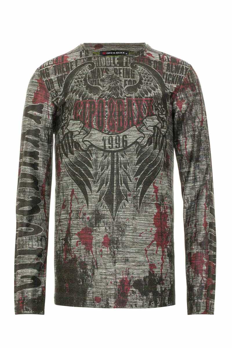 CL466 Herren Langarmshirt mit coolem Allover-Print