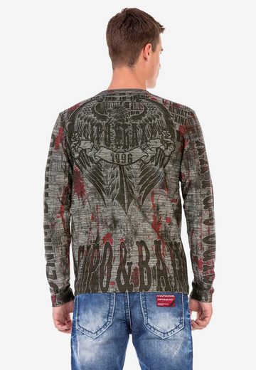 CL466 Herren Langarmshirt mit coolem Allover-Print