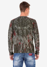 CL466 Herren Langarmshirt mit coolem Allover-Print