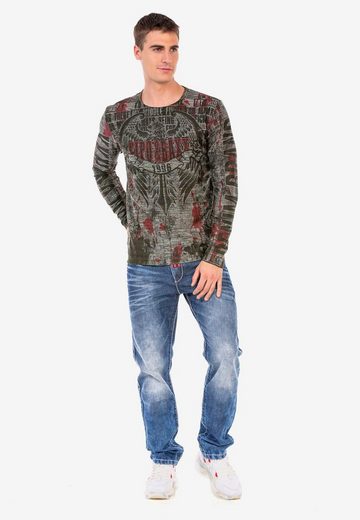 CL466 Herren Langarmshirt mit coolem Allover-Print
