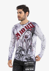CL467 Camisa de manga larga para hombres con estampados de motocicletas
