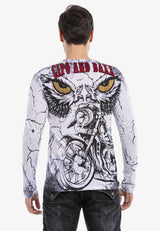 CL467 Camisa de manga larga para hombres con estampados de motocicletas