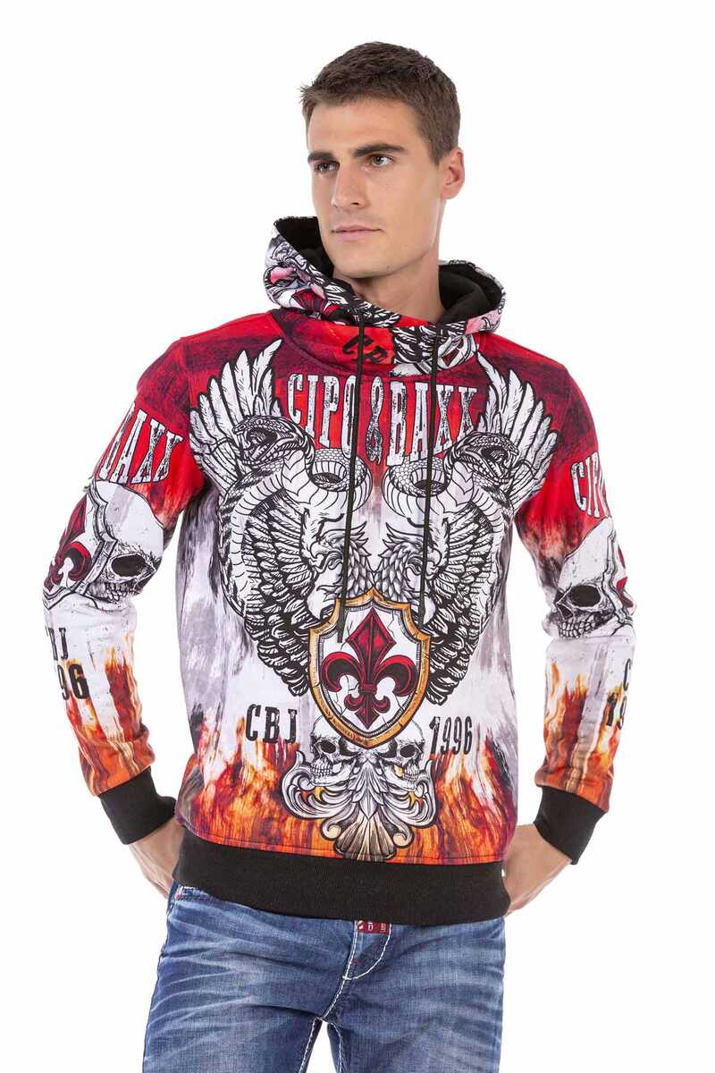 CL469 Men Hooded Sweatshirt met koele Alllover Print