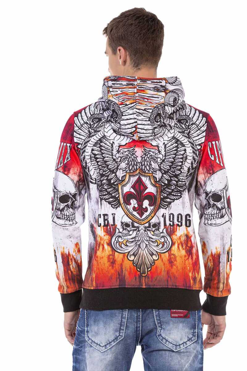CL469 Men Hooded Sweatshirt met koele Alllover Print