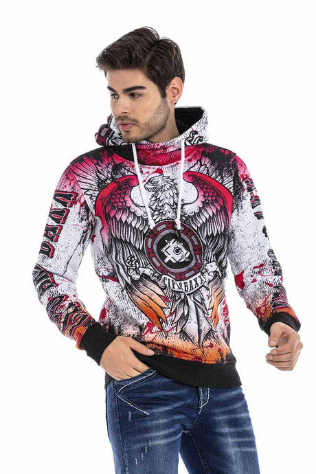 CL470 Men hooded sweatshirt with cool allover print