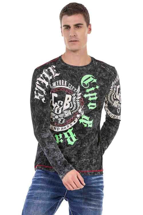 CL476 Camisa de manga larga para hombres con estampado de marca genial