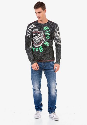 CL476 Camisa de manga larga para hombres con estampado de marca genial
