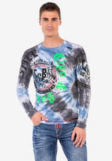 CL476 Camisa de manga larga para hombres con estampado de marca genial
