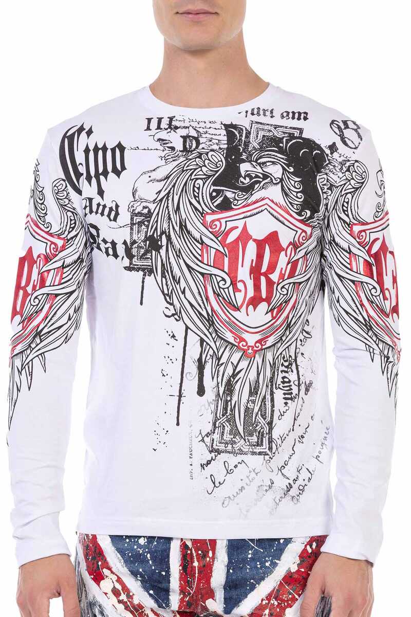 CL477 men's long -sleeved shirt with cool print