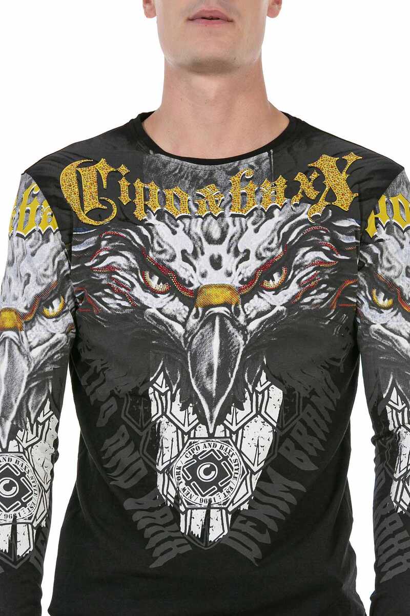 CL488 Herren Langarmshirt mit coolem Adler-Print