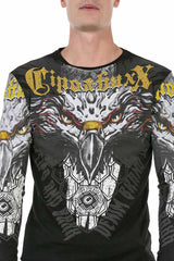 CL488 Herren Langarmshirt mit coolem Adler-Print