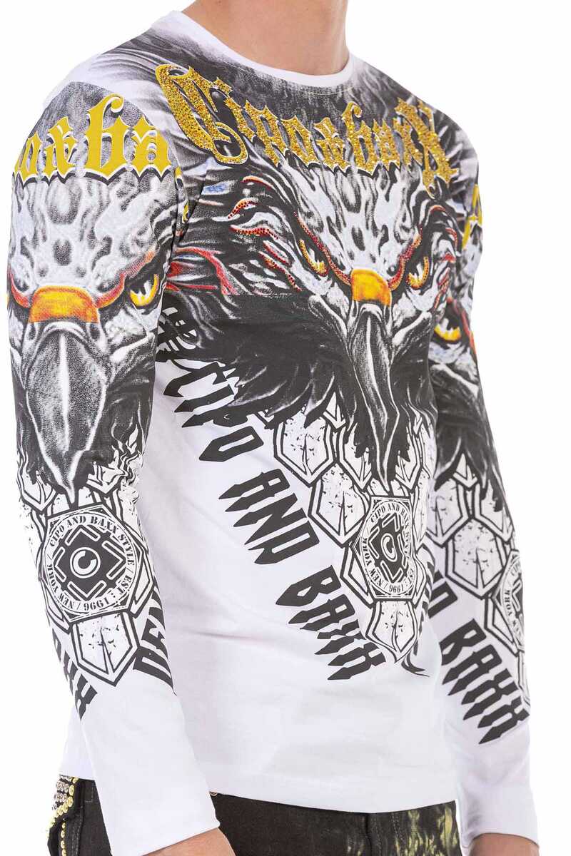 CL488 Herren Langarmshirt mit coolem Adler-Print