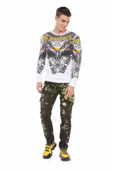 CL488 Herren Langarmshirt mit coolem Adler-Print