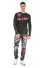 CL489 Camisa de manga larga para hombres con un estampado frontal de marca grande