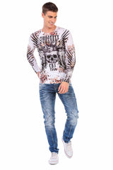 CL494 bluza męska z nadrukiem i kamieniami