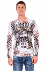 CL494 bluza męska z nadrukiem i kamieniami